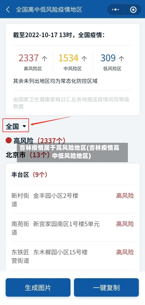 吉林疫情属于高风险地区(吉林疫情高中低风险地区)