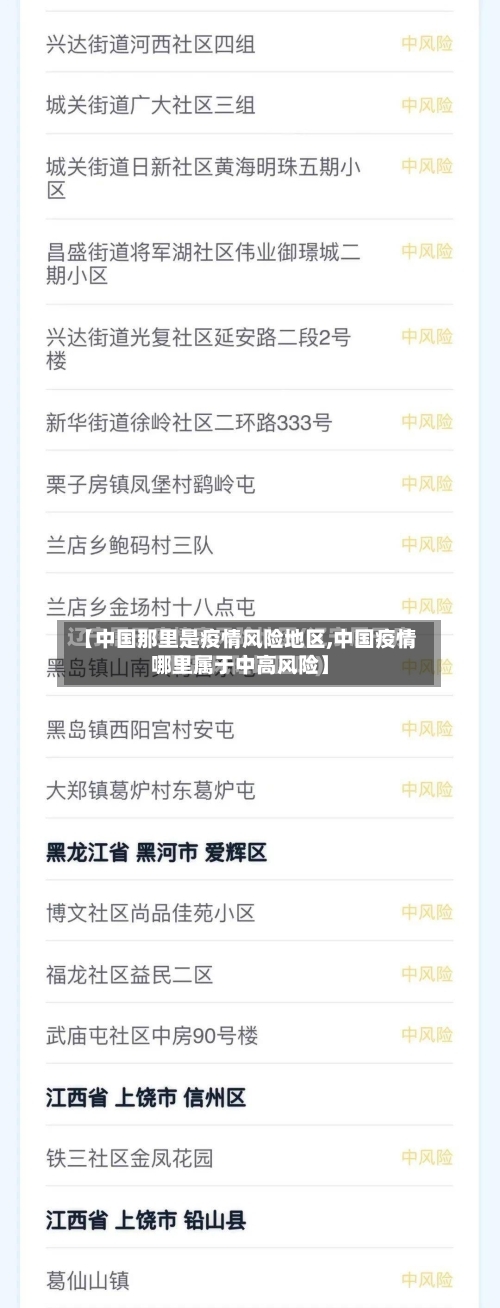 【中国那里是疫情风险地区,中国疫情哪里属于中高风险】