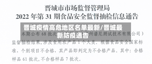 晋城疫情高危地区名单最新/晋城最新防疫通告-第2张图片