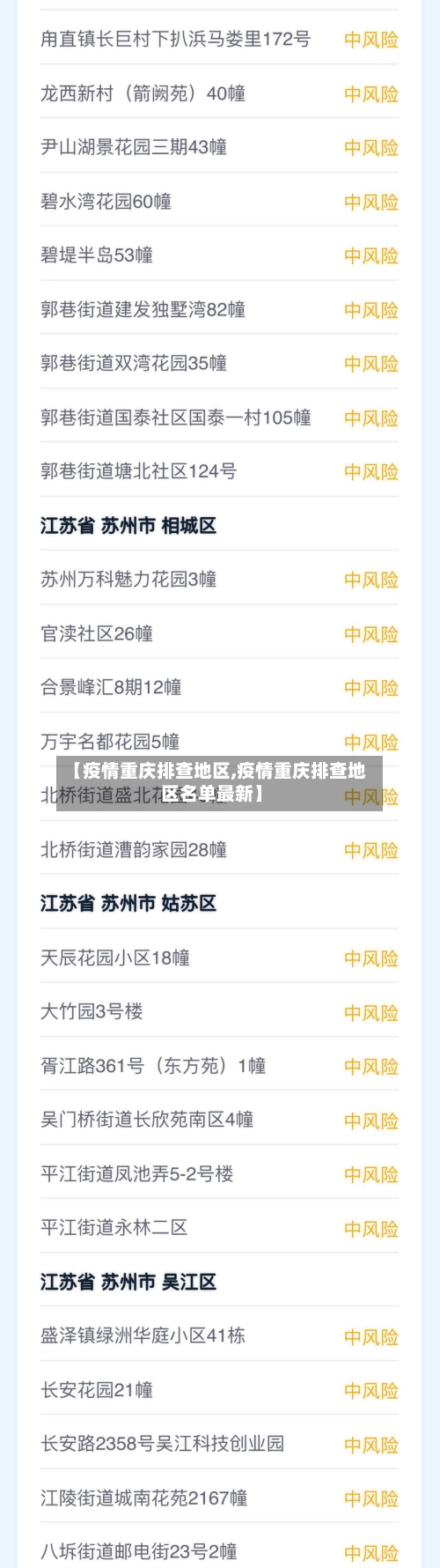 【疫情重庆排查地区,疫情重庆排查地区名单最新】
