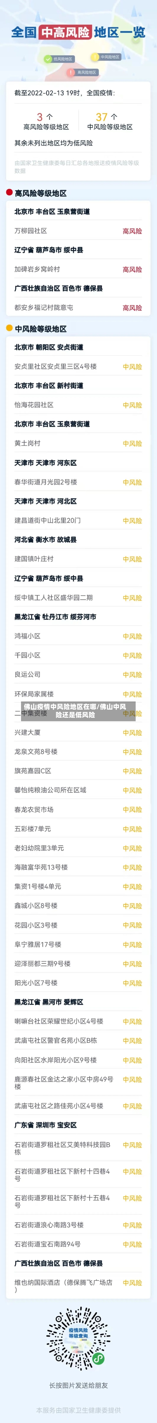 佛山疫情中风险地区在哪/佛山中风险还是低风险